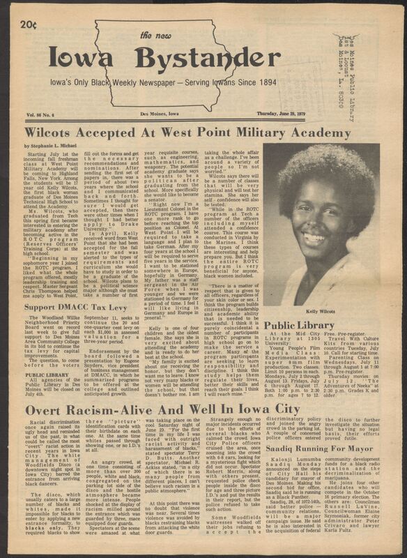 Iowa’s Bystander newspaper (going by various titles throughout the years) was established in Des Moines, Iowa in 1894. The weekly newspaper served as the voice of Iowa’s African American community and covered a variety of local, national, and occasionally international matters. Topics focused on the Black community and was founded with this intent. The newspaper went by various titles throughout the years including: Iowa State Bystander, Iowa Bystander, The Bystander, and The New Iowa Bystander.