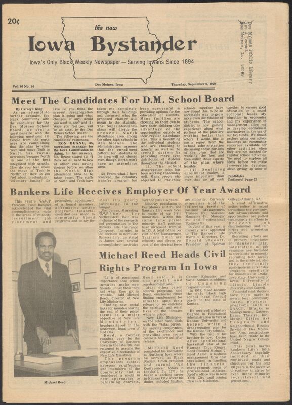 Iowa’s Bystander newspaper (going by various titles throughout the years) was established in Des Moines, Iowa in 1894. The weekly newspaper served as the voice of Iowa’s African American community and covered a variety of local, national, and occasionally international matters. Topics focused on the Black community and was founded with this intent. The newspaper went by various titles throughout the years including: Iowa State Bystander, Iowa Bystander, The Bystander, and The New Iowa Bystander.
