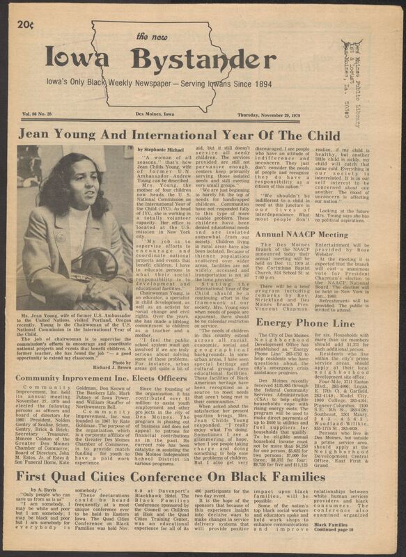 Iowa’s Bystander newspaper (going by various titles throughout the years) was established in Des Moines, Iowa in 1894. The weekly newspaper served as the voice of Iowa’s African American community and covered a variety of local, national, and occasionally international matters. Topics focused on the Black community and was founded with this intent. The newspaper went by various titles throughout the years including: Iowa State Bystander, Iowa Bystander, The Bystander, and The New Iowa Bystander.