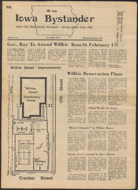Iowa’s Bystander newspaper (going by various titles throughout the years) was established in Des Moines, Iowa in 1894. The weekly newspaper served as the voice of Iowa’s African American community and covered a variety of local, national, and occasionally international matters. Topics focused on the Black community and was founded with this intent. The newspaper went by various titles throughout the years including: Iowa State Bystander, Iowa Bystander, The Bystander, and The New Iowa Bystander.