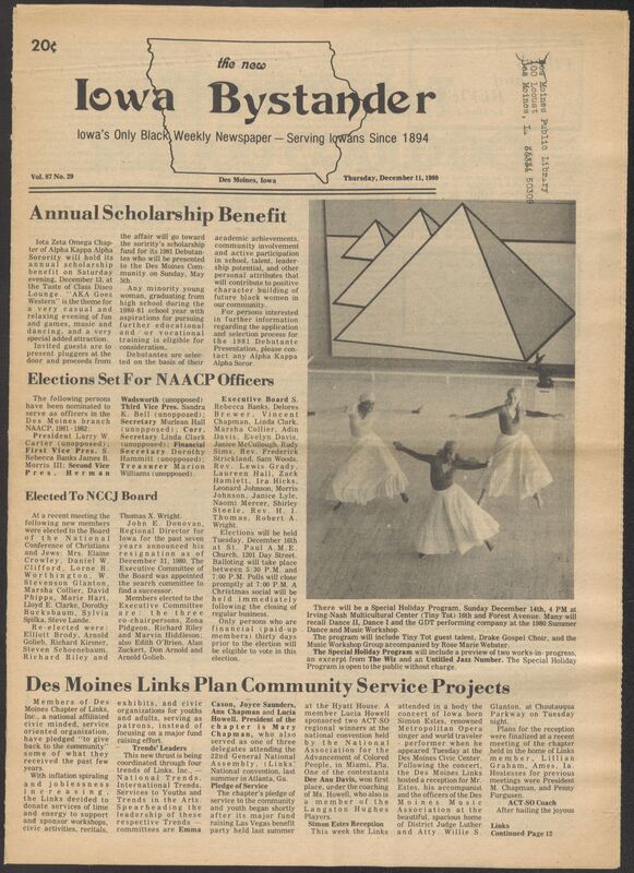 Contents include but are not limited to community news, political commentary, church updates, social events, and advertisements centered around African American life in Iowa and surrounding regions during the late 1920s. It reports on political issues such as Herbert Hoover's election, local Republican activities, and the work of Black civic organizations. The paper highlights achievements of Black-owned businesses, church programs, including art exhibits, musical events, and social gatherings, it also contains personal notices like obituaries, illnesses, marriages, and travel updates, alongside legal notices and local incidents such as accidents and crimes. Overall, the document captures a vivid snapshot of Black community life, challenges, accomplishments, and social engagment during that era.