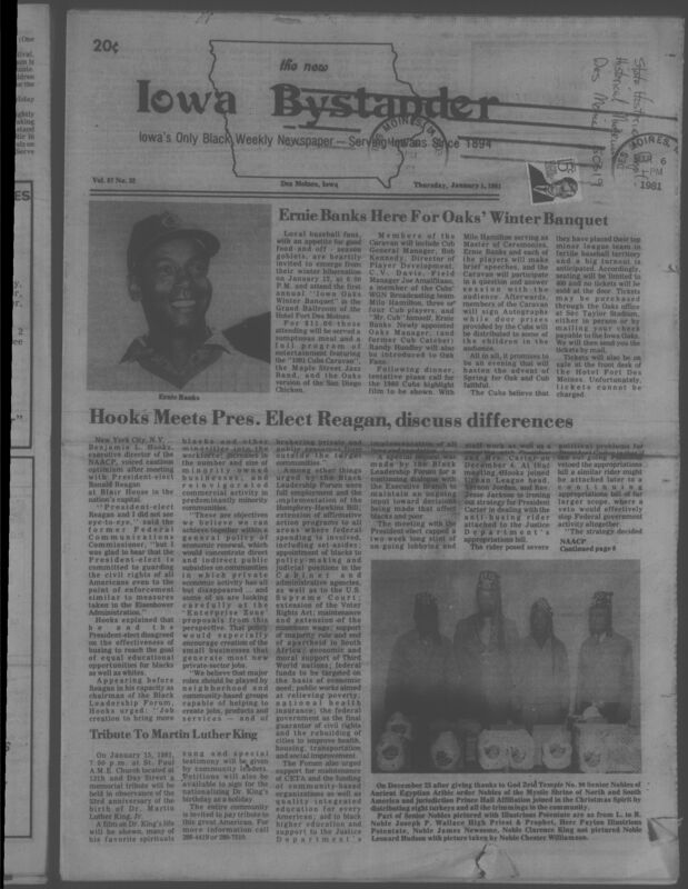 Iowa’s Bystander newspaper (going by various titles throughout the years) was established in Des Moines, Iowa in 1894. The weekly newspaper served as the voice of Iowa’s African American community and covered a variety of local, national, and occasionally international matters. Topics focused on the Black community and was founded with this intent. The newspaper went by various titles throughout the years including: Iowa State Bystander, Iowa Bystander, The Bystander, and The New Iowa Bystander.