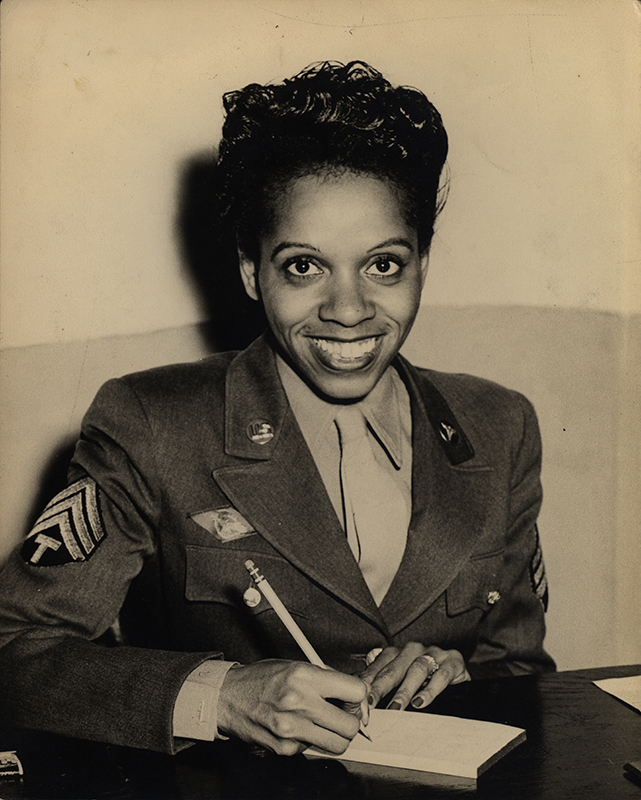 Black and white photo of Edna Griffin in uniform