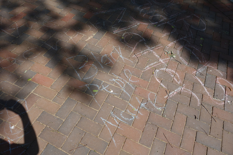 Digital image (5472 x 3648). Snapshot of chalk writing in blue on a red brick walkway, “Black Peple [sic] Matte [sic].”  

Image taken on 6/4/2020 by Grout Museum District personnel. One of several such writings made in Waterloo’s Lincoln Park during the George Floyd Protest of 5/29/2020. Protest march began at Waterloo Veterans Memorial Hall and ended at Lincoln Park with speeches and declarations. Park was still under renovations when the protest was held.  Construction workers had to wash the chalk away before the paving could be sealed on 6/5/2020.
