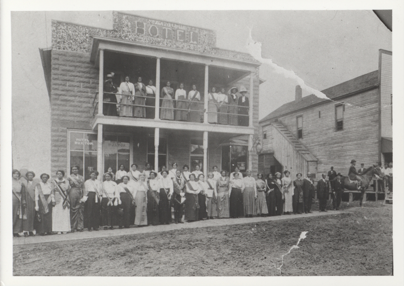 Photo of local Buxton women in front of Buxton Hotel.