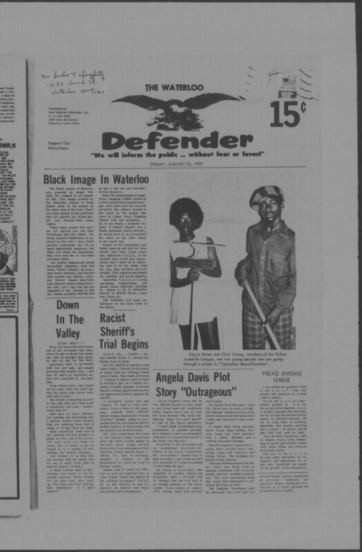 The Waterloo Defender, a weekly newspaper for the Black community, was published in Waterloo, Iowa, during the 1960s and 1970s. The publication, which covered news of interest to African Americans in Waterloo and beyond, carried the slogan "We will inform the public ... without fear or favor!" Issues in this collection range from 1966 to 1979. The last available issue, dated September 20, 1979, and titled simply The Defender, refers to a gap in coverage in its top story, "Back on the Streets Again." The issues in this collection are digitized versions of microfilm copies; microfilm reels of the Waterloo Defender also contain copies of the 1950s publications The Waterloo Post and The Waterloo Star.