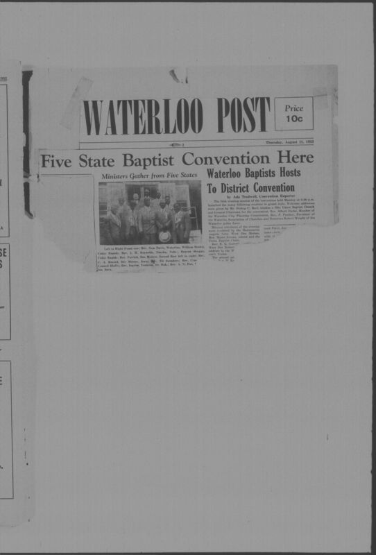 The Waterloo Post was a newspaper for the Black community published weekly in Waterloo, Iowa, during the 1950s. Carrying the slogan "Waterloo's Only Negro Newspaper," the publication covered covered news of interest to local African Americans, including civil rights and other political topics. The first issue was published on March 22, 1952; the last available issue in this collection is dated to February 12, 1953. The issues are digitized versions of microfilm copies.