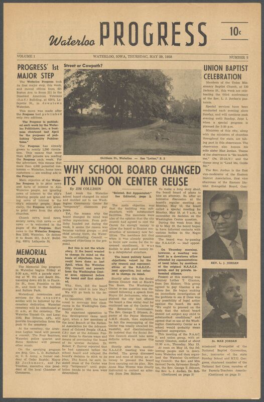 Waterloo progress. volume 1, May 29, 1958