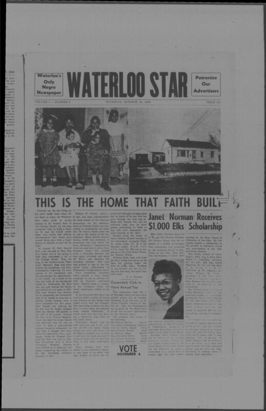 The Waterloo Star was a newspaper for the Black community published weekly in Waterloo, Iowa, during the 1950s. It used the same slogan, "Waterloo's Only Negro Newspaper," as an earlier paper, The Waterloo Post. The Star covered news of interest to local African Americans, including racial integration and other political and cultural topics. The issues in this collection range from August to December 1956. They are digitized versions of microfilm copies.