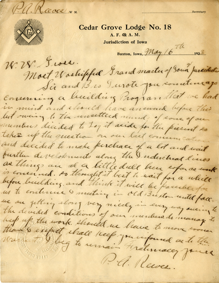 Correspondence Between W. W. Gross And P. A. Reeves