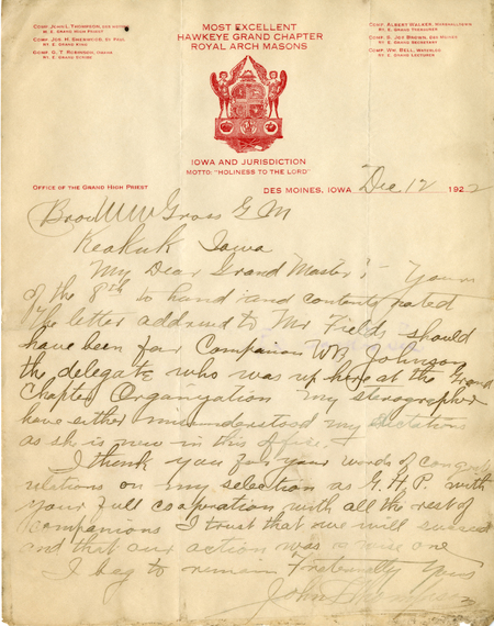 Correspondence Between W. W. Gross And John L. Thompson