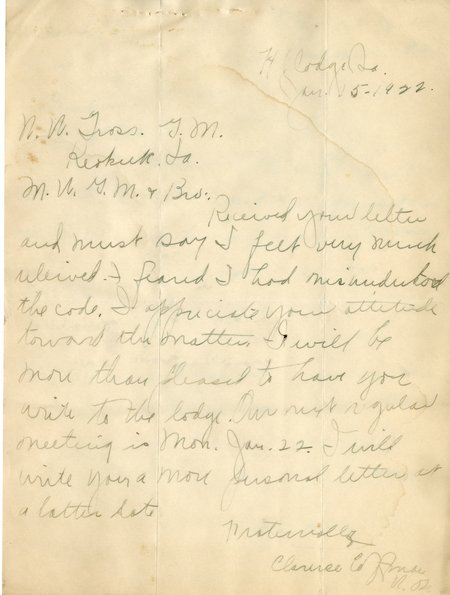 Correspondence Between W. W. Gross And Clarence Coffman