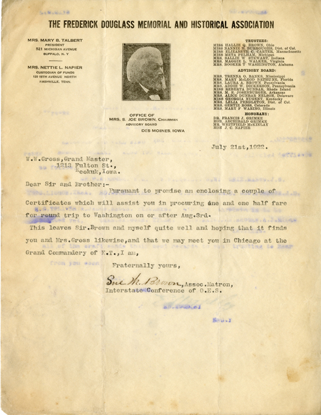 Correspondence Between W. W. Gross And Sue M. Brown