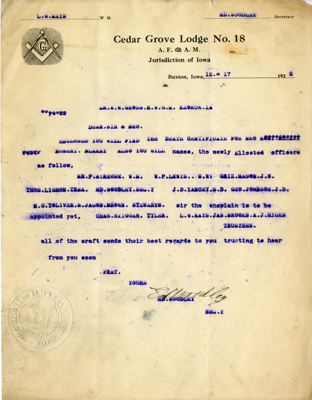 Correspondence Between W. W. Gross And Ed Woodley