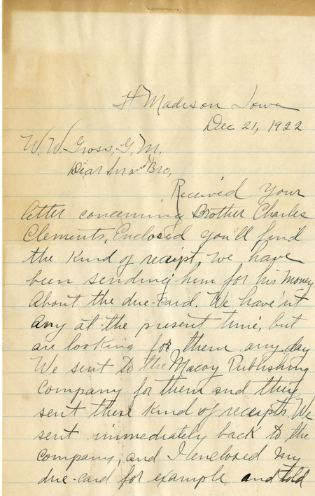 Correspondence To W. W. Gross