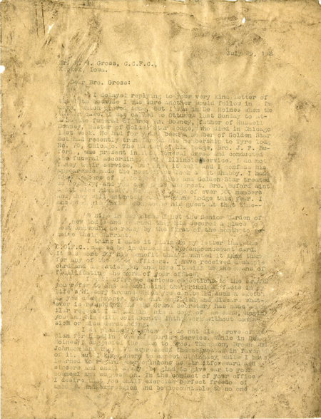 Correspondence To W. W. Gross