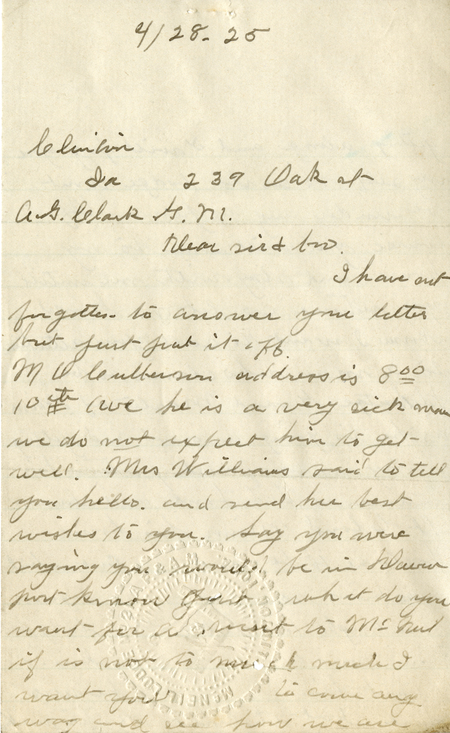 Correspondence Between H. G. Williams And Grand Master A. G. Clark