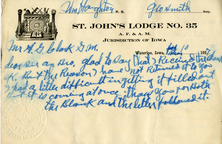 Correspondence Between William Houghton And Grand Master A. G. Clark