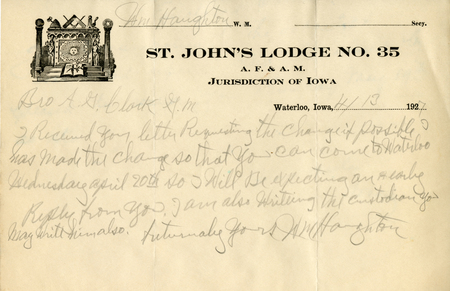 Correspondence Between William Houghton And Grand Master A. G. Clark