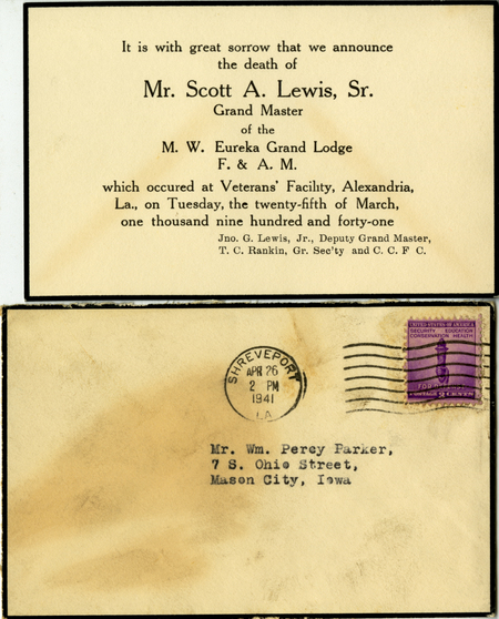 Death Announcement For Scott A. Lewis, Sr. To Percy Parker