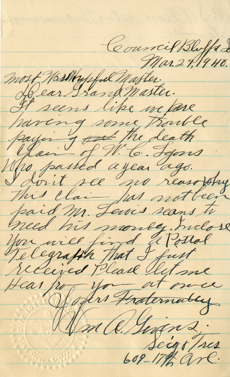 Correspondence From William A. Givens