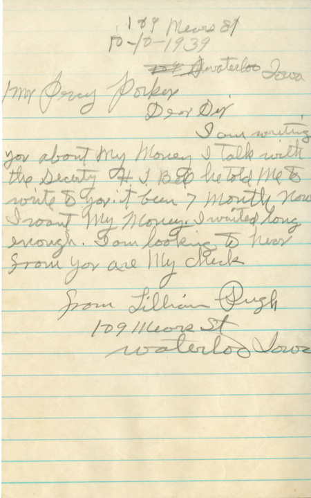 Correspondence Between Percy Parker And Lillian Push