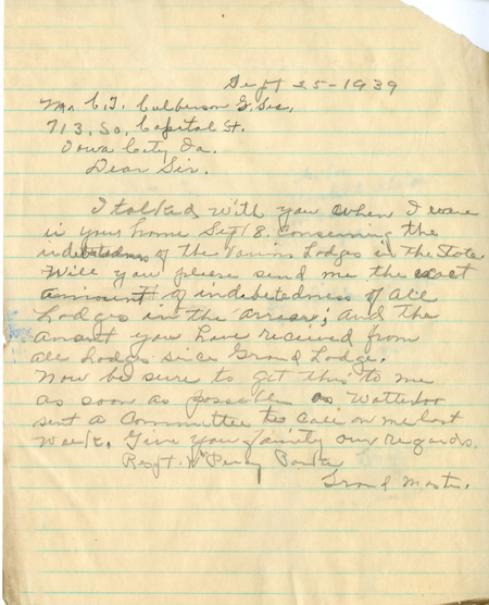 Correspondence Between C. T. Culberson And Percy Parker