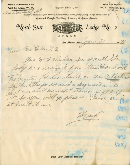 Correspondence Between Percy Parker And Carl M. Mays