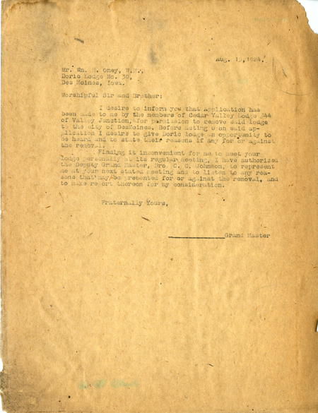 Correspondence To Wm. M. Toney