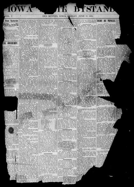 Iowa state bystander. volume 01, June 22, 1894