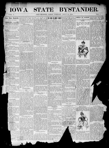 Iowa state bystander. volume 01, number 07, July 20, 1894