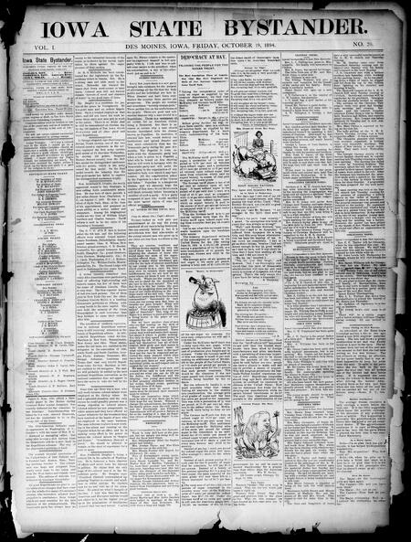 Iowa state bystander. volume 01, number 20, October 19, 1894