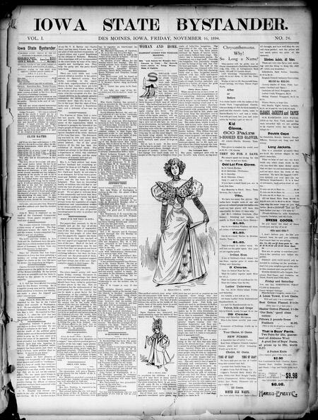 Iowa state bystander. volume 01, number 24, November 16, 1894