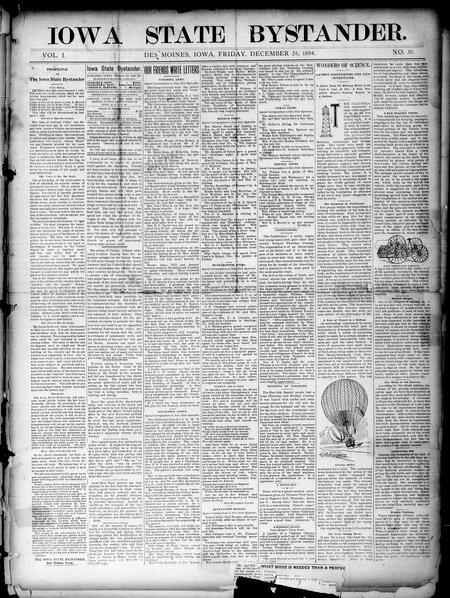 Iowa state bystander. volume 01, number 30, December 28, 1894