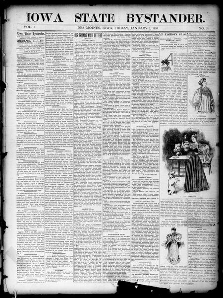 Iowa state bystander. volume 01, number 31, January 05, 1895