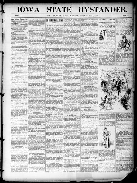 Iowa state bystander. volume 01, number 35, February 01, 1895