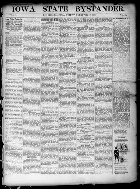 Iowa state bystander. volume 01, number 37, February 15, 1895