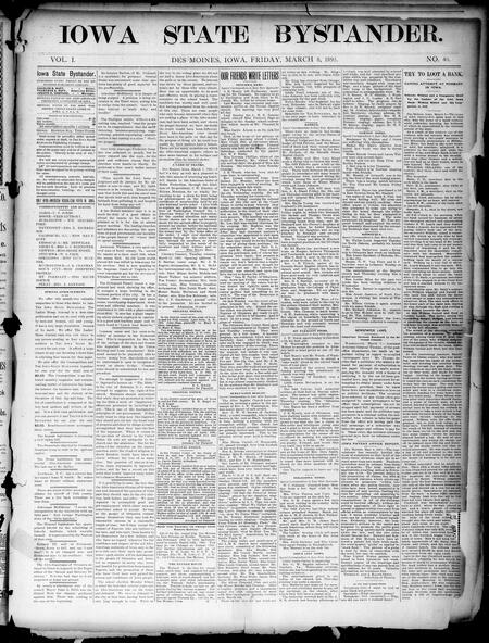 Iowa state bystander. volume 01, number 40, March 08, 1895