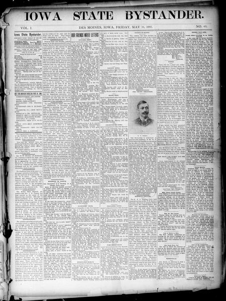 Iowa state bystander. volume 01, number 49, May 10, 1895