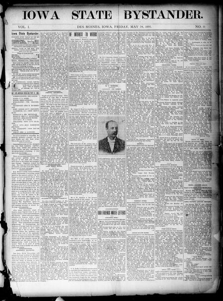 Iowa state bystander. volume 01, number 51, May 24, 1895
