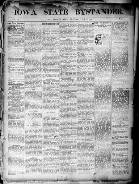 Iowa state bystander. volume 02, number 01, June 7, 1895