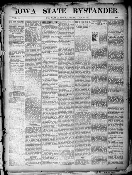 Iowa state bystander. volume 02, number 02, June 14, 1895