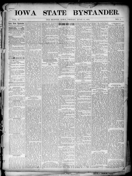 Iowa state bystander. volume 02, number 03, June 21, 1895
