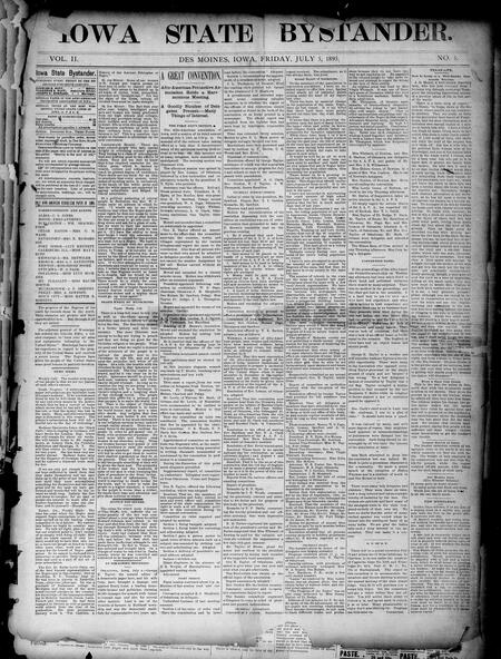 Iowa state bystander. volume 02, number 05, July 05, 1895