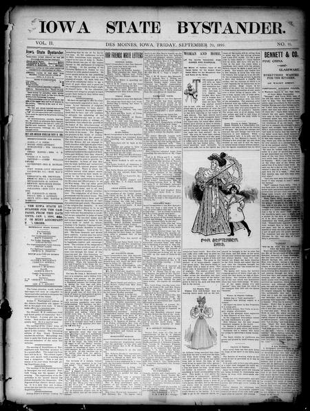 Iowa state bystander. volume 02, number 16, September 20, 1895