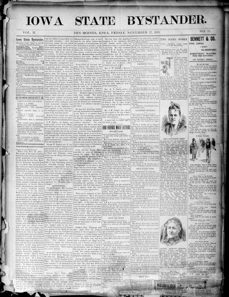Iowa state bystander. volume 02, number 25, November 22, 1895