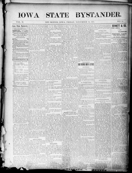 Iowa state bystander. volume 02, number 26, November 29, 1895