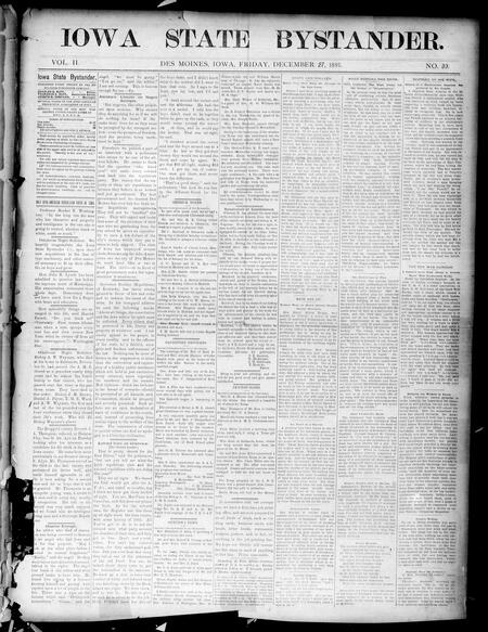 Iowa state bystander. volume 02, number 30, December 27, 1895