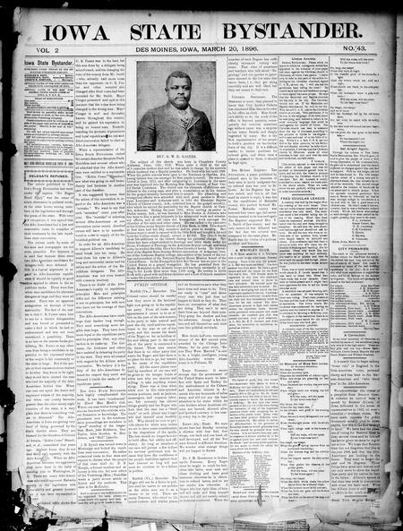 Iowa state bystander. volume 2, number 43, March 20, 1896