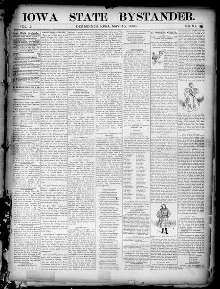 Iowa state bystander. volume 2, number 51, May 15, 1896